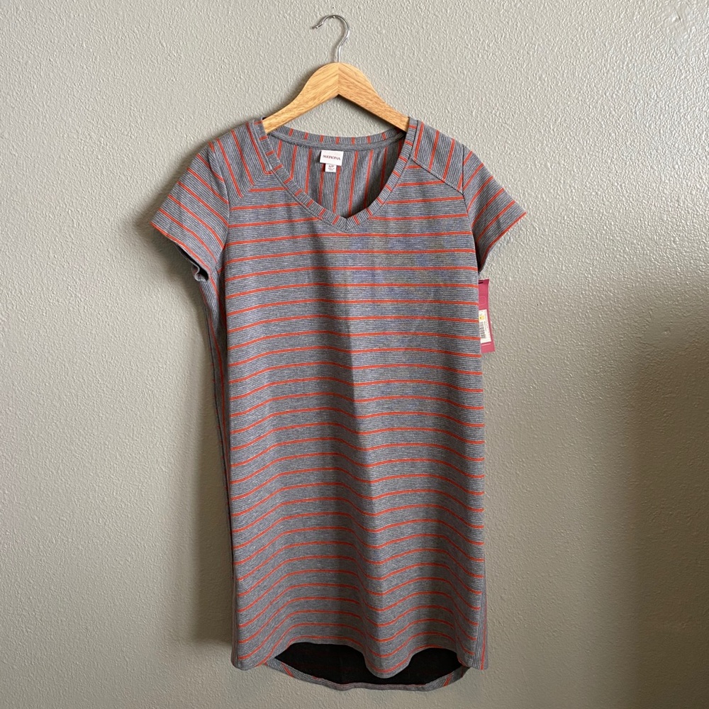 Gray and Orange T-shirt Dress